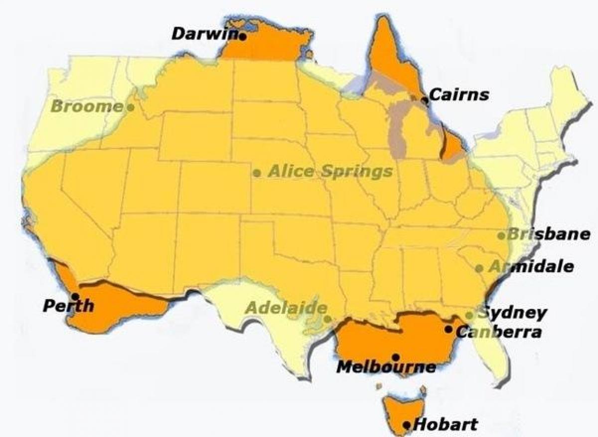 Australia, america mappa