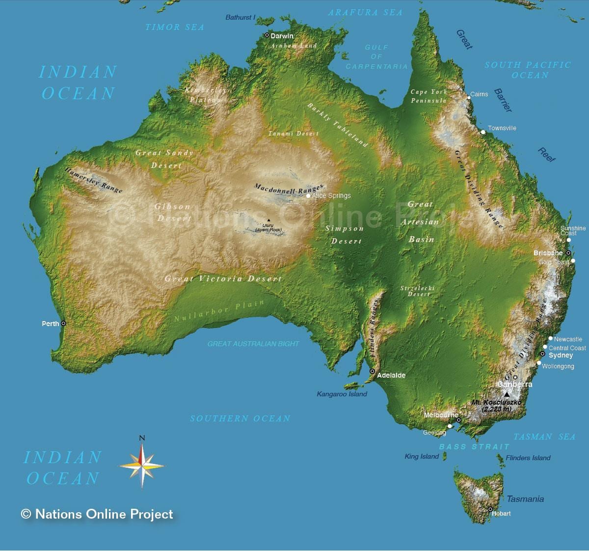 elevazione mappa di Australia