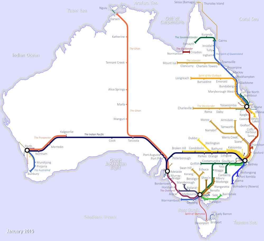 Australiano treni mappa