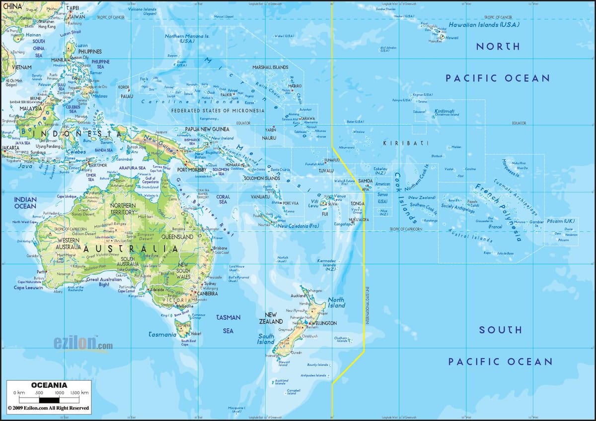 mappa di Australia, isole