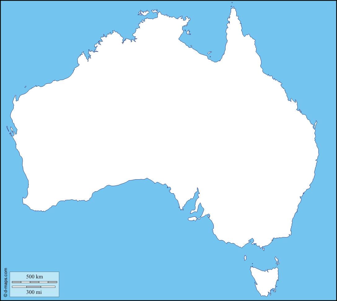 mappa di Australia contorno