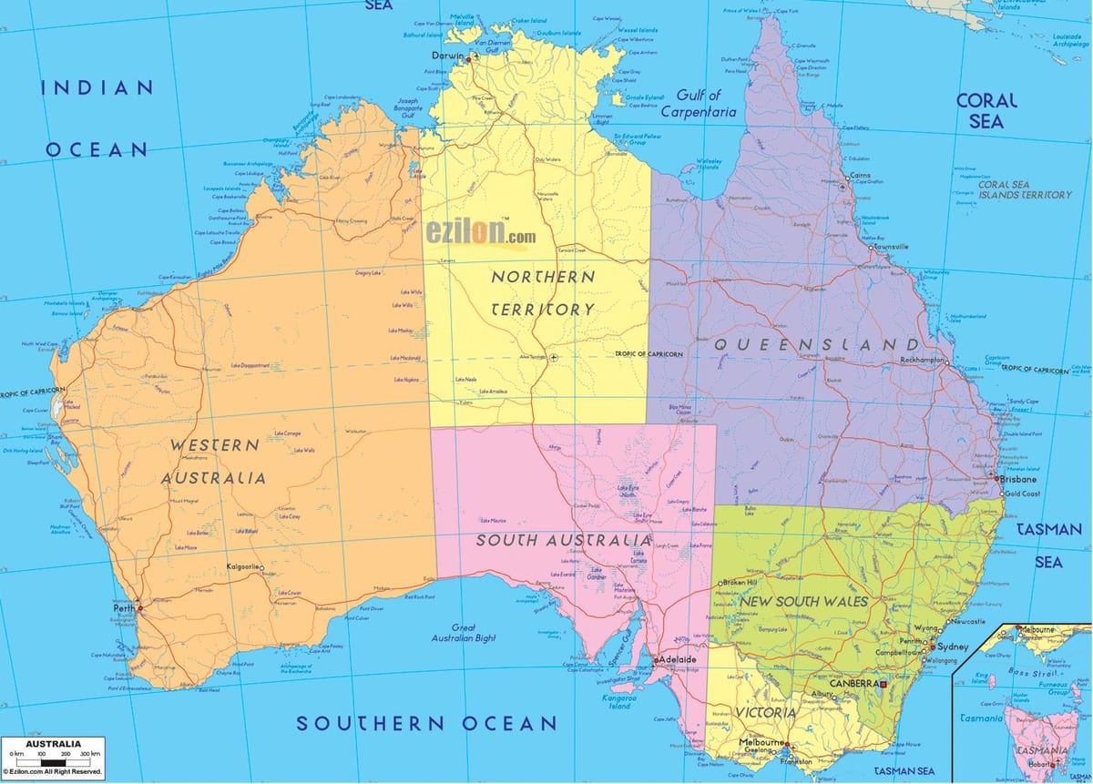 mappa di Australia hd