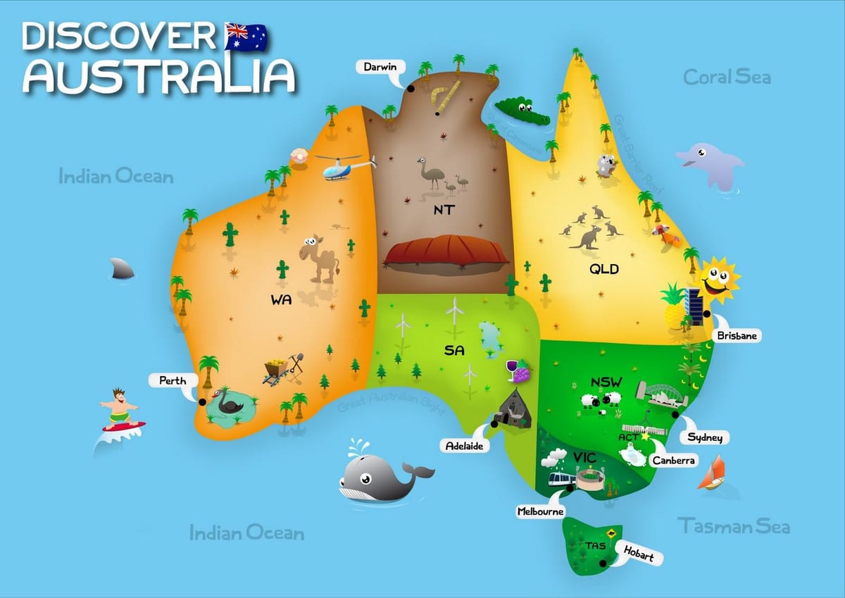 mappa di Australia per bambini