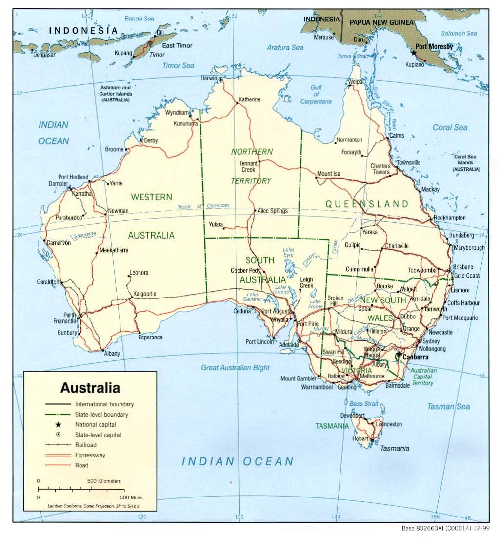 mappa di Australiani oceani