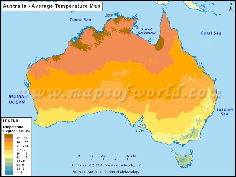 temperatura mappa di Australia