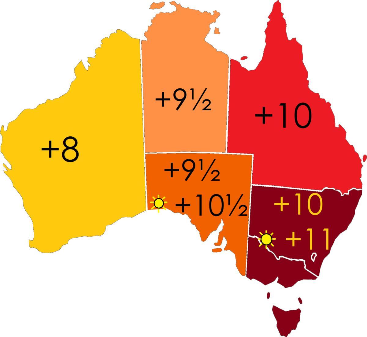 fusi orari in Australia mappa