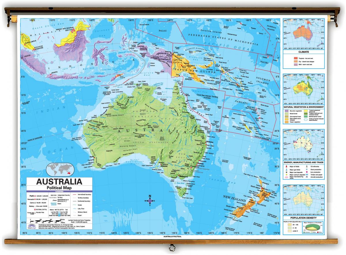 Australia e nei paesi limitrofi, mappa