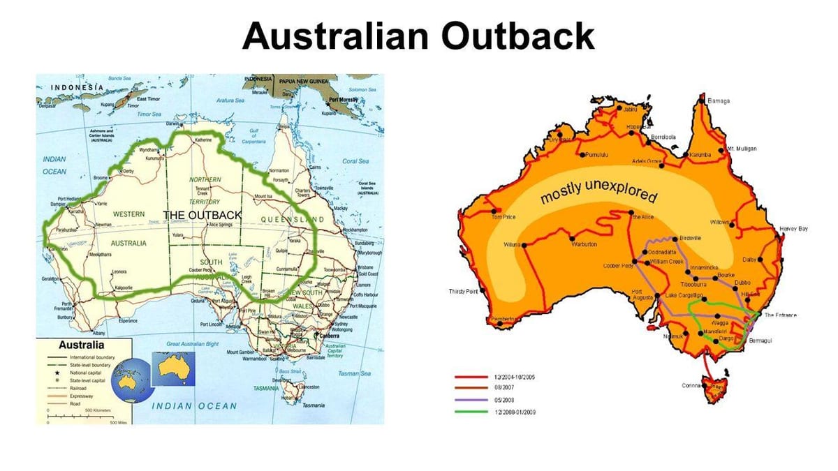 Outback australiano mappa
