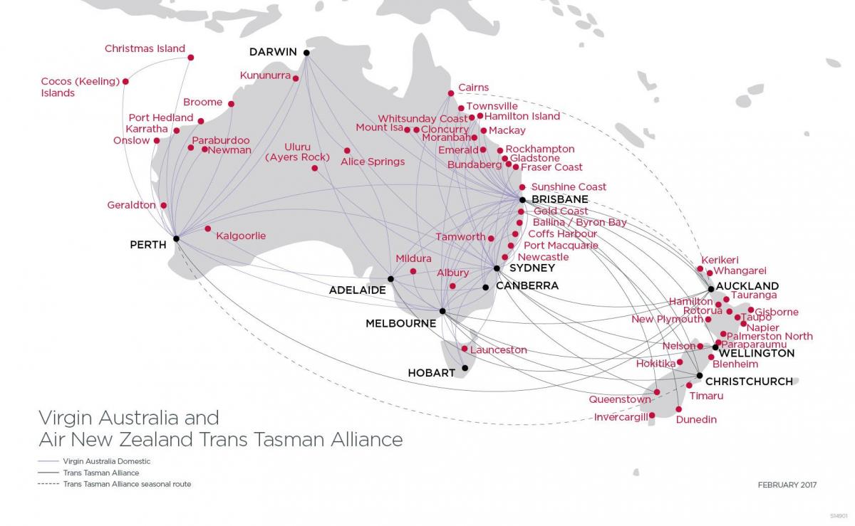 mappa di virgin Australia volo