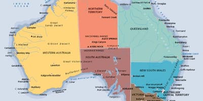 Etichettato mappa di Australia