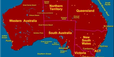 Mappa di Australia mostrando uniti