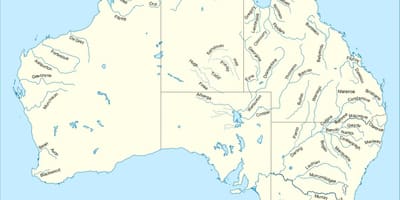 Fiumi in Australia mappa