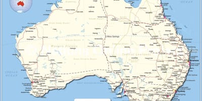 Australia mappa con le città
